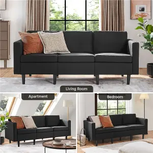 Yaheetech Black Fabric Upholstered 3-Seater Sofa Couch