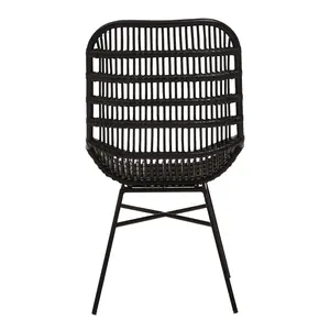 Interiors by Premier Curved Black Natural Rattan Chair, Sturdy and Durable Rustless Rattan Chair, Easy Cleaning Rattan Armchair