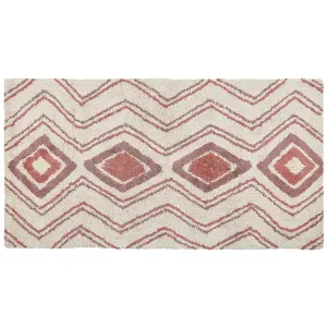 Cotton Area Rug 80 x 150 cm Beige and Pink KASTAMONU