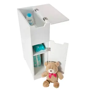 SENNEN Super Slim Bathroom Storage Cabinet, Small White Wooden Organiser