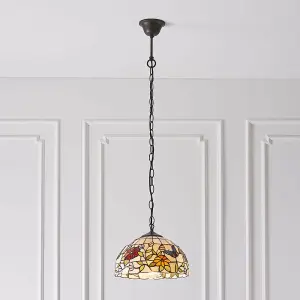 Small Tiffany Butterfly Pendant Ceiling Light - Dark Bronze Finish - Needs 60W E27 GLS