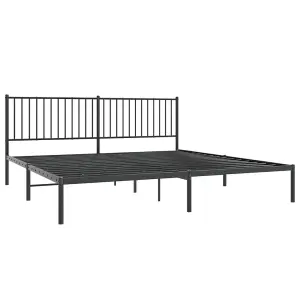 Berkfield Metal Bed Frame with Headboard Black 193x203 cm