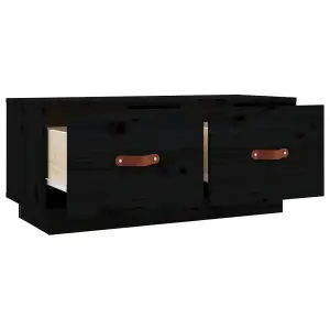 Berkfield TV Cabinet Black 80x34x35 cm Solid Wood Pine