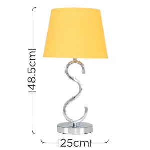 ValueLights Cabonna Sleek Design Chrome Touch Table Lamp with Mustard Tapered Light Shade - with 5w LED Candle Bulb In Warm White