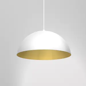 Milagro Beta Hand Made Designer Pendant Lamp 45cm 1xE27 In Matt White With Gold Interior