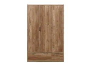 Birlea Stockwell 3 Door 2 Drawer Wardrobe Rustic Oak