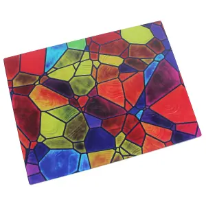 Multicoloured Glass Cutting Board - Heat-Resistant Chopping Board Kitchen Worktop Saver & Countertop Surface Protector - 40 x 30cm