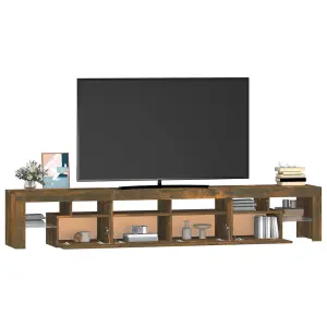 Berkfield TV Cabinet with LED Lights Smoked Oak 230x36.5x40 cm