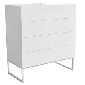 Strada High Gloss Chest Of 5 Drawers In White