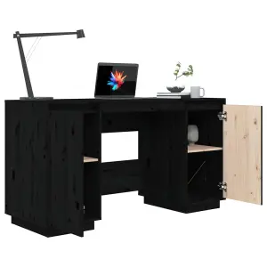 Berkfield Desk Black 140x50x75 cm Solid Wood Pine