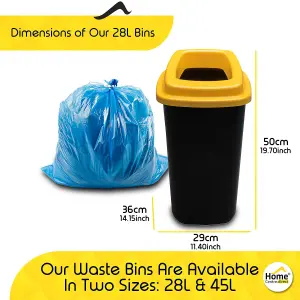 Home Centre Plastic Recycling Kitchen Office Waste Bin 28 Litre Yellow Open Touchless Rim