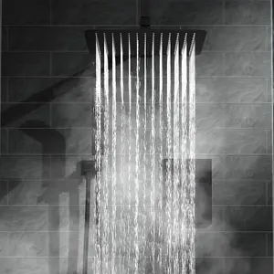 ENKI Matte Black Square Ultra Slim Stainless Steel Shower Head 300mm