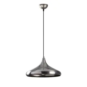 Luminosa Model 24 Deco Chrome Dome Pendant Lamp Golden Interior