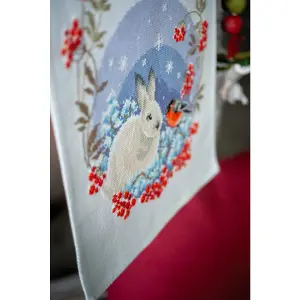 Embroidery Kit: Table Runner: Snow Hare and Goldfinch: (Aida)