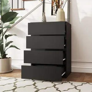 HOMCOM Bedroom Chest of Drawers, 4 Drawers Dresser, Drawer Unit, Black