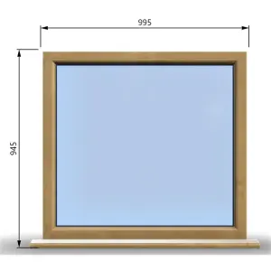 995mm (W) x 945mm (H) Wooden Stormproof Window - 1 Window (NON Opening) - Toughened Safety Glass