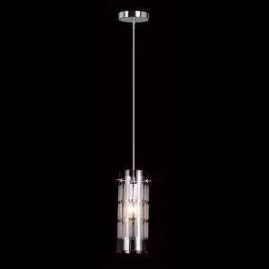 Luminosa Modern Hanging Pendant Chrome 1 Light  with Clear Shade, E27