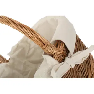 Wicker Shopping Basket with White Lining 28cm H x 29cm W x 22cm D