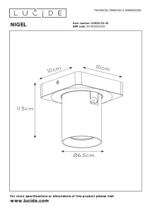 Lucide Nigel Modern Ceiling Spotlight - LED Dim to warm - GU10 - 1x5W 2200K/3000K - Black