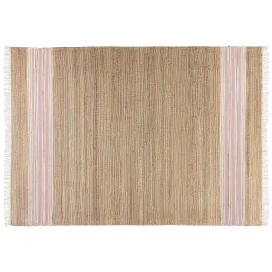 Jute Area Rug 160 x 230 cm Beige and Pastel Pink MIRZA