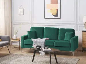 3 Seater Velvet Sofa Green GAVLE