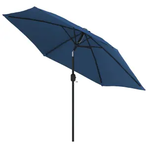 Berkfield Outdoor Parasol with LED Lights and Steel Pole 300 cm Azure