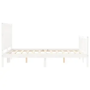 Berkfield Bed Frame with Headboard White 120x200 cm Solid Wood