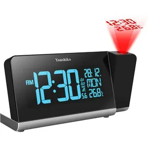 Digital Electric Alarm Tabletop Clock in Black/Silver