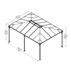 Palram - Canopia Martinique Grey Rectangular Gazebo, (W)4.93m (D)3.59m - Assembly required