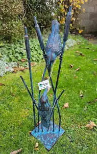 Birds on Reeds Garden Sculpture Statue Ornament