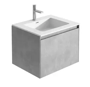 Rigel Concrete Wall Hung Bathroom Vanity Unit with White Basin (W)500mm (H)450mm