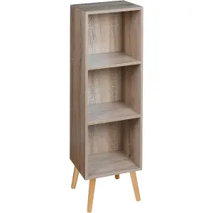 URBNLIVING 80cm Height  3 Tier Antique Oak Wooden Storage Cube Bookcase Scandinavian Style Beech Legs