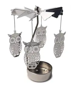 Owl Rotating Carousel Spinning Tea Light Candle Holder