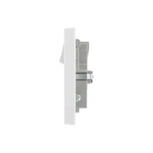 BG White Double 13A Raised square Switched Screwed Socket with USB, x2 & White inserts