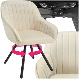 Swivel armchair Snug - 360 rotation, velvet fabric, padded seat, continuous back - cream