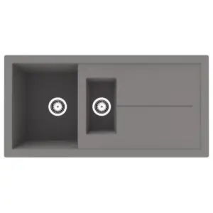 SIA NALI15GR 1.5 Bowl Grey Composite Reversible Inset Sink