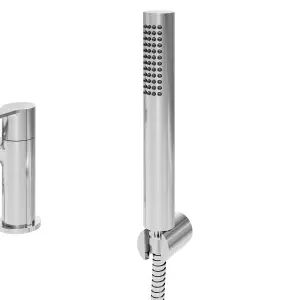 GoodHome Akita Gloss Chrome effect Deck-mounted Bath mixer tap with shower kit