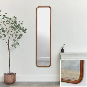 Melody Maison Tall Wooden Curved Framed Wall Mirror - 160cm x 40cm