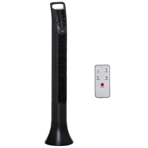 HOMCOM LED 36 Inch Tower Fan 70 degree Oscillation 3 Speed Remote Controller, Black