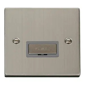 Stainless Steel 13A Fused Ingot Connection Unit - Grey Trim - SE Home