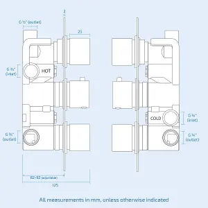 Bathroom 3 Dial 3 Way Concealed Round Thermostatic Shower Mixer Valve Chrome