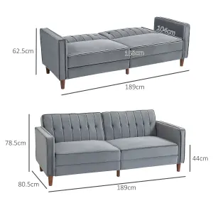 HOMCOM Convertible Sofa Futon Velvet-Touch Tufted Couch Sofa Bed Dark Grey