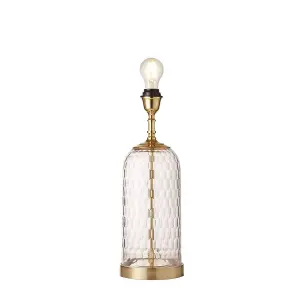 Luminosa Wistow 1 Light Table Lamp Solid Brass, Chiselled Glass, E27