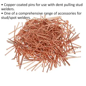 500 Pack of 2mm x 50mm Copper Stud Welding Nails for Car Dent Repair