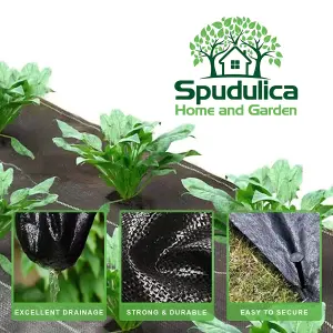 Spudulica Woven Garden Membrane Black Roll - 50m x 1m - 50m2 Weed Control, Ground Cover, Driveway Fabric, Garden Geotextile