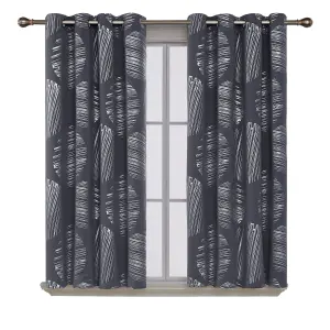 Deconovo Eyelet Blackout Curtains Thermal Insulated Silver Foil Printed Curtains W46 x L90 Inch Dark Grey one pair