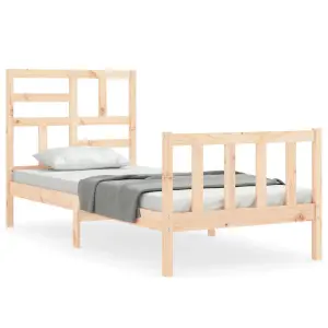 Berkfield Bed Frame with Headboard Small Single Solid Wood