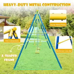 Costway Kids Metal Swing Set Heavy-Duty Gardens Kids Playset w/2 Swing Seats