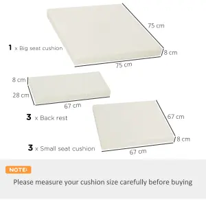 Outsunny 7 Pcs Outdoor Cushion Pads for Rattan Patio Conversation Set, Cream