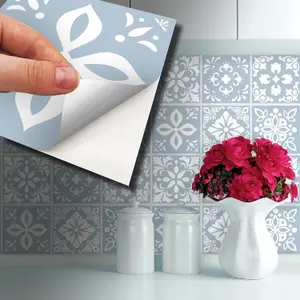 24 Pieces 15x15cm Triana Blue Cemente Spanish Tile Stickers